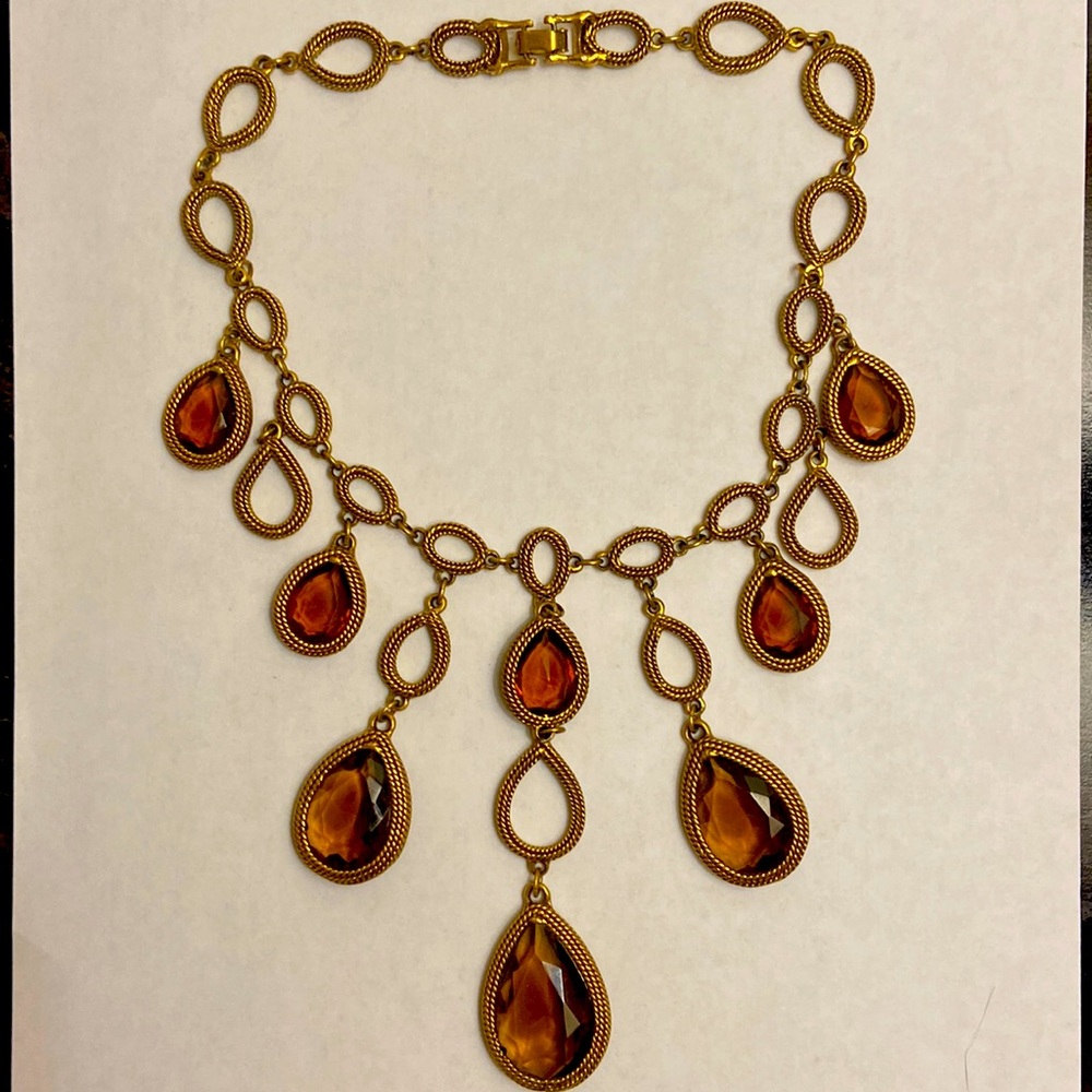 Vintage 60’s Goldette Bib Crystal Necklace